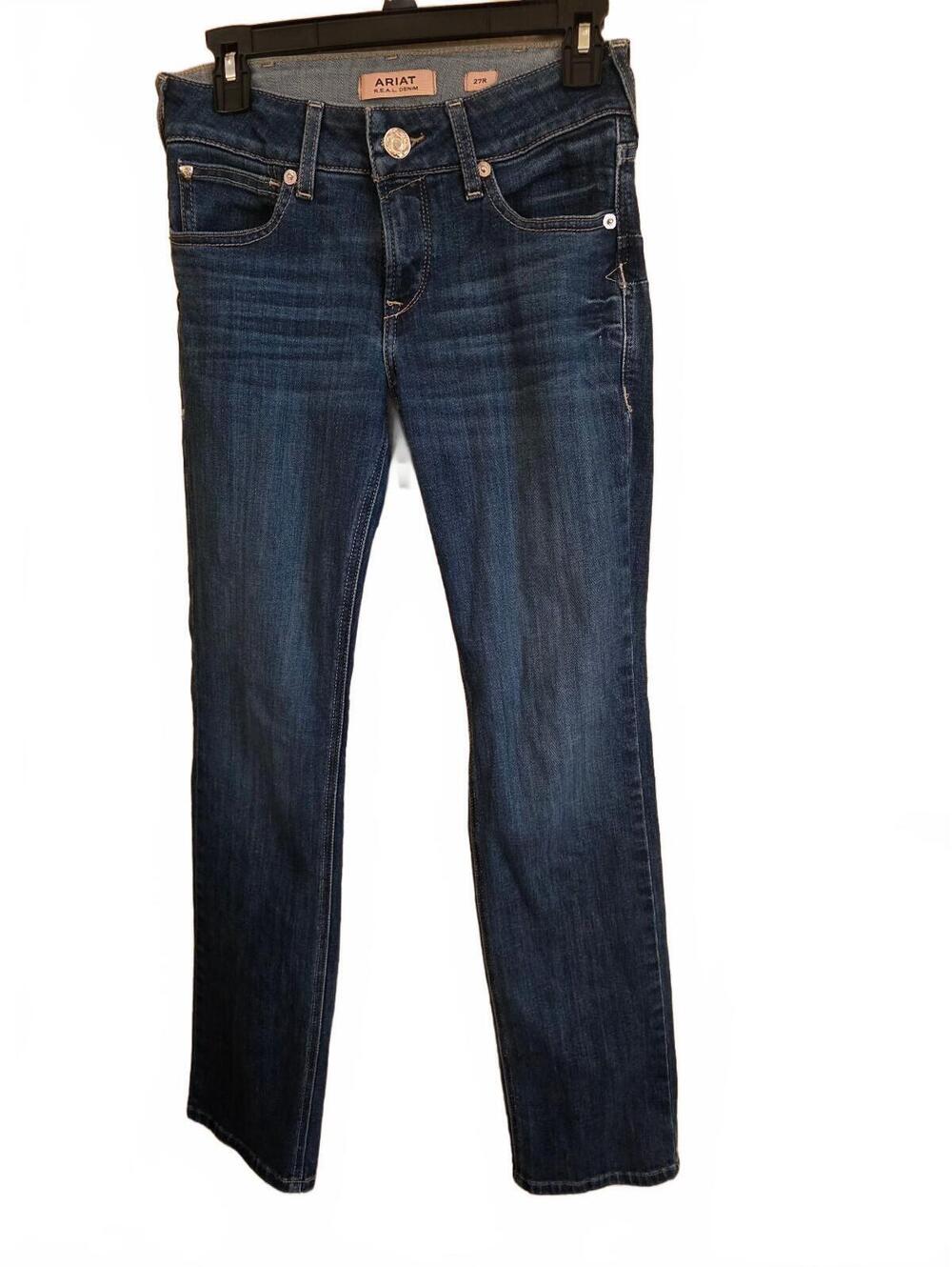 Ariat REAL Perfect Rise Straight Leg Jeans Women's Size 27R Dark Wash